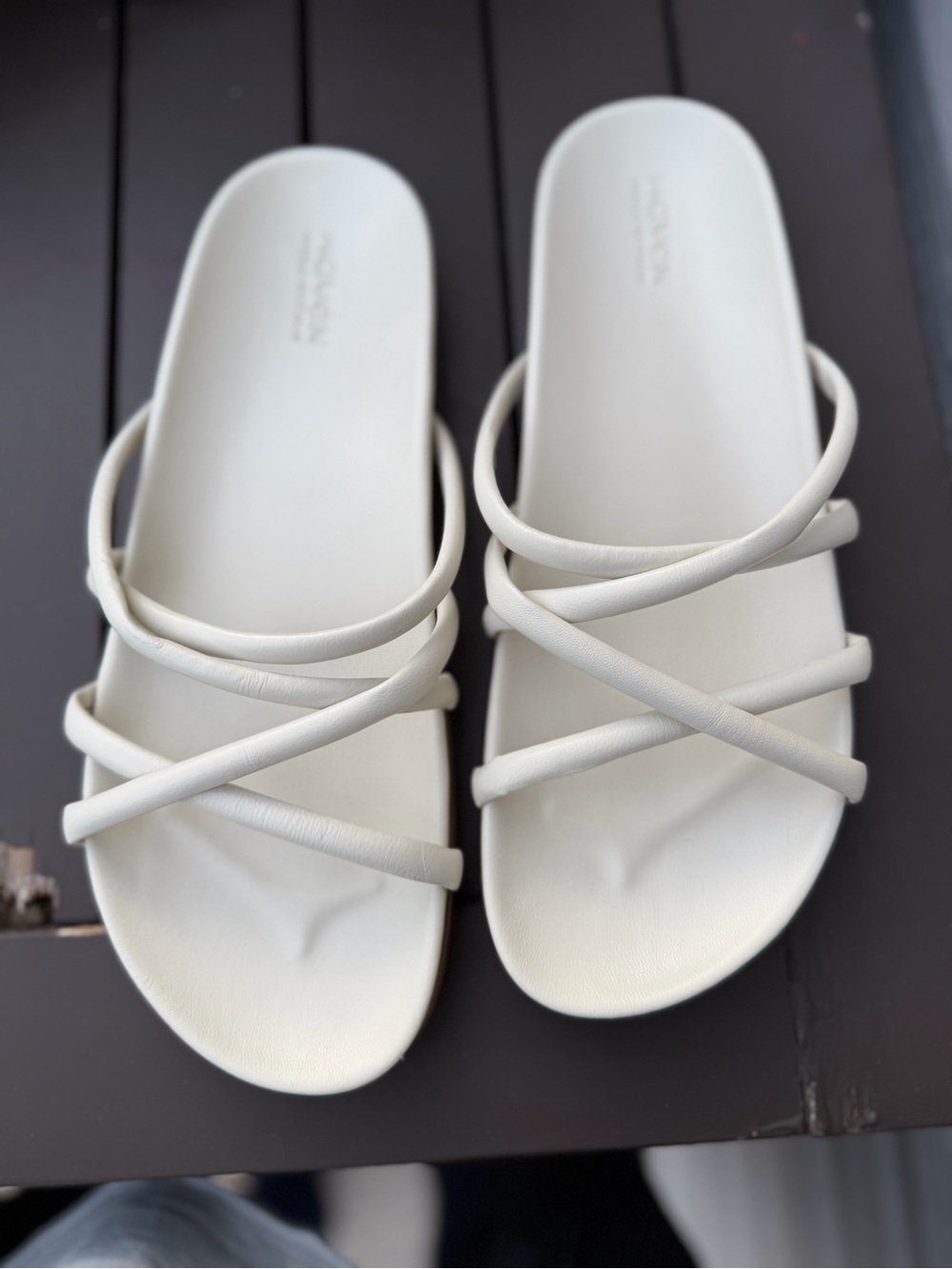 Women’s White Crisscross Slide Sandals